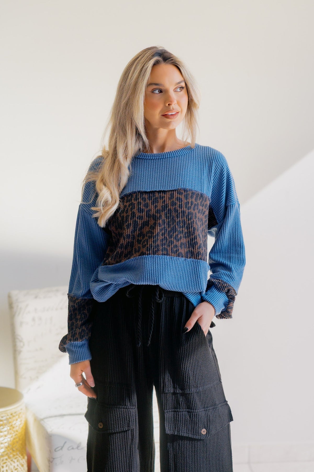 Ocean Prowl Leopard Knit Top