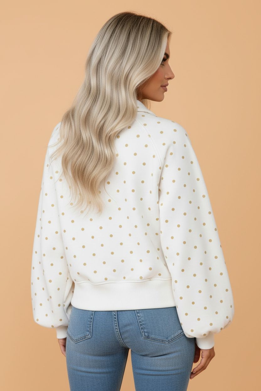 Polka Dot Button-Collar Sweatshirt — product image 2