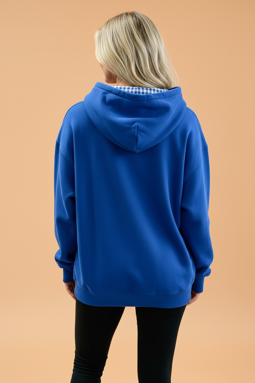Gingham Patchwork Pocket Hoodie — product image 2