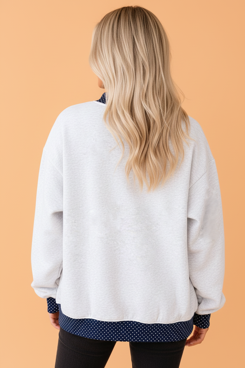JESUS Polka Dot Contrast Trim Long Sleeve Sweatshirt — product image 2