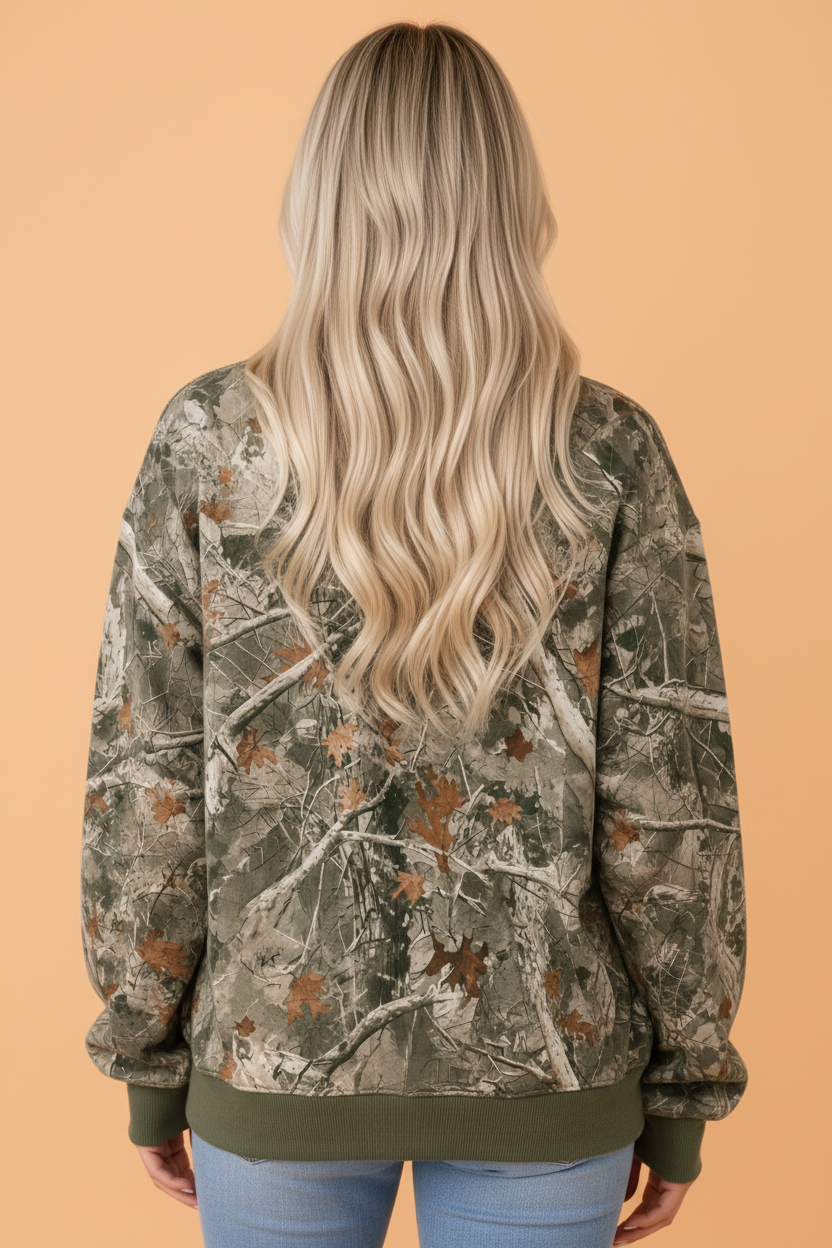 MALLARD/HOWDY Letter Print Baggy Mock Neck Sweatshirt