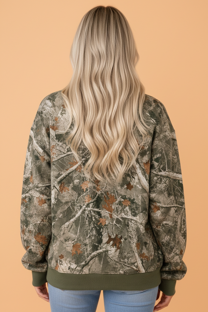 MALLARD/HOWDY Letter Print Baggy Mock Neck Sweatshirt