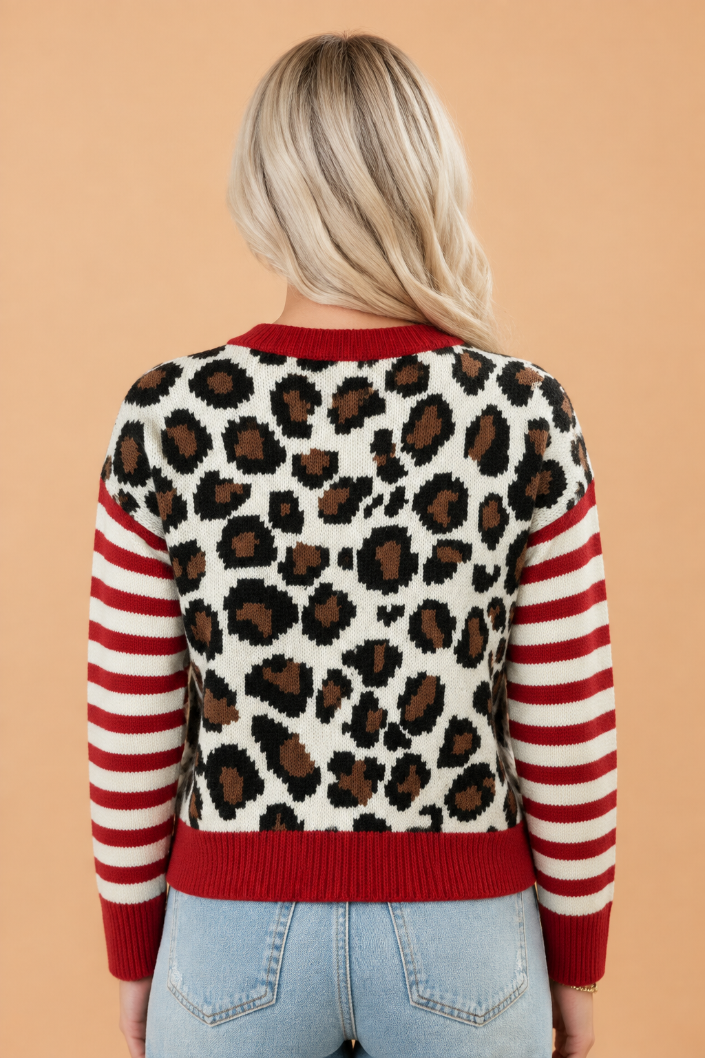 Leopard Stripe Cropped Cardigan