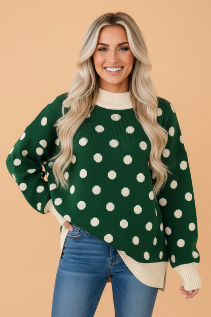 Green Polka Dot Tunic Sweater