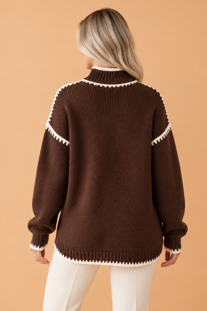 Contrast-Trim Mock-Neck Sweater — product image 2