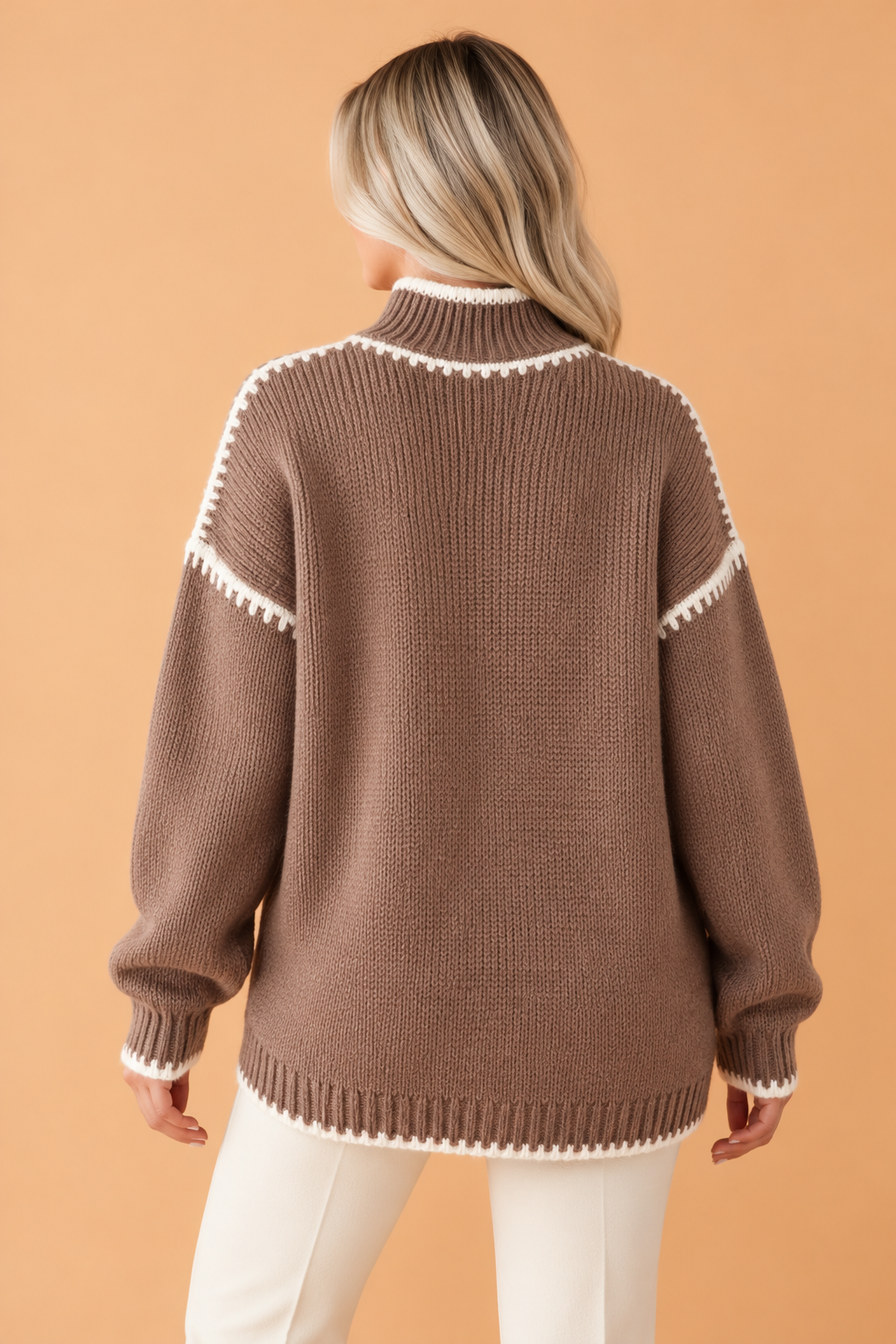 Contrast-Trim Mock-Neck Sweater — product image 4
