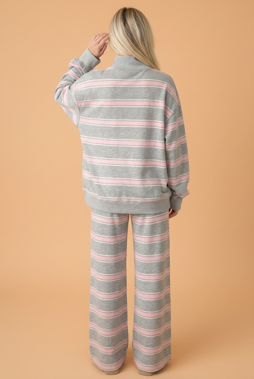Striped Mock-Neck Top & Pants Set — product image 2