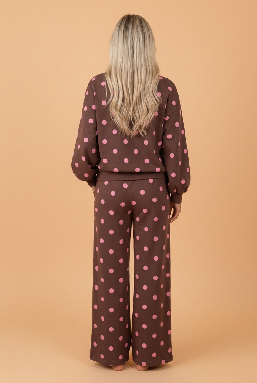 Polka Dot Puff-Sleeve Top & Pants Set — product image 2