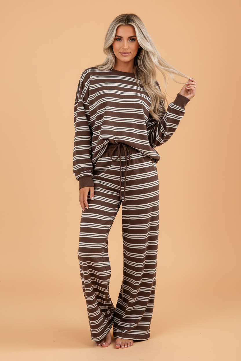 Striped Cutout-Back Top & Wide-Leg Pants Set — product image 3