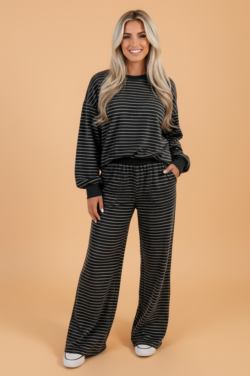 Striped Top & Pocketed Pants Set