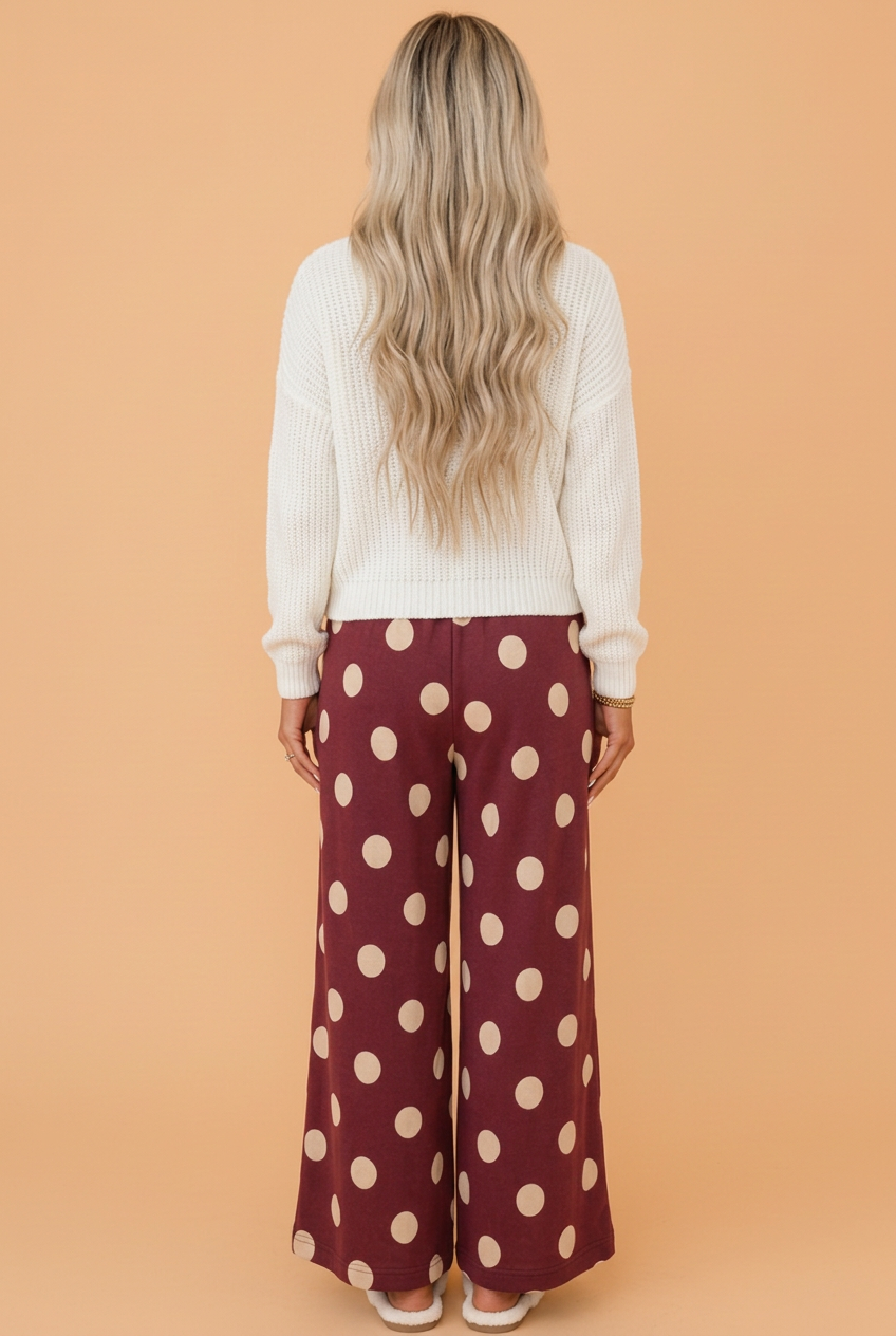 Polka Dot Elastic-Waist Wide-Leg Pants — product image 2