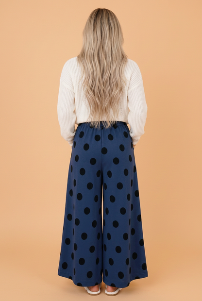 Polka Dot Elastic-Waist Wide-Leg Pants — product image 4