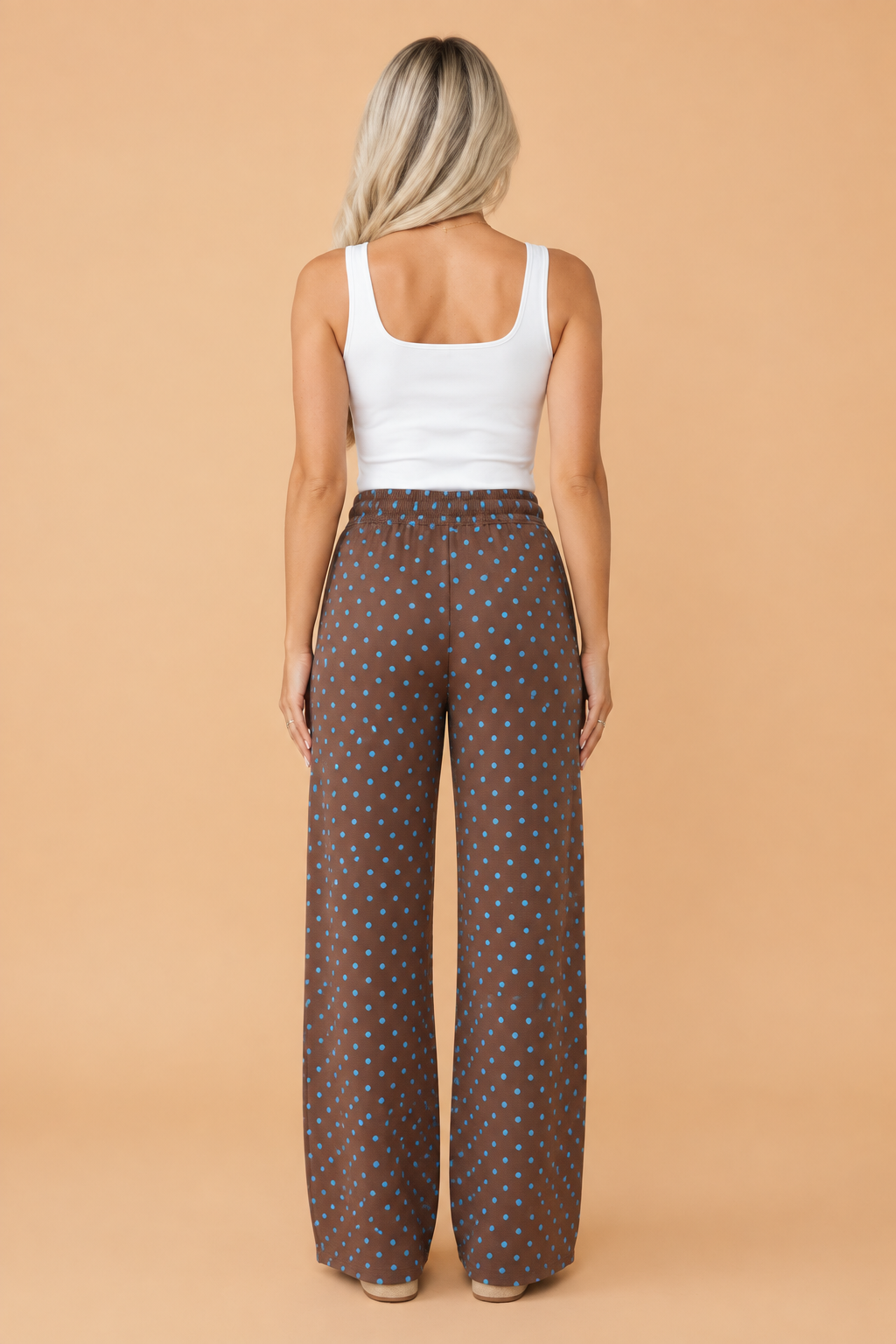 Polka Dot Drawstring Wide Leg Pants