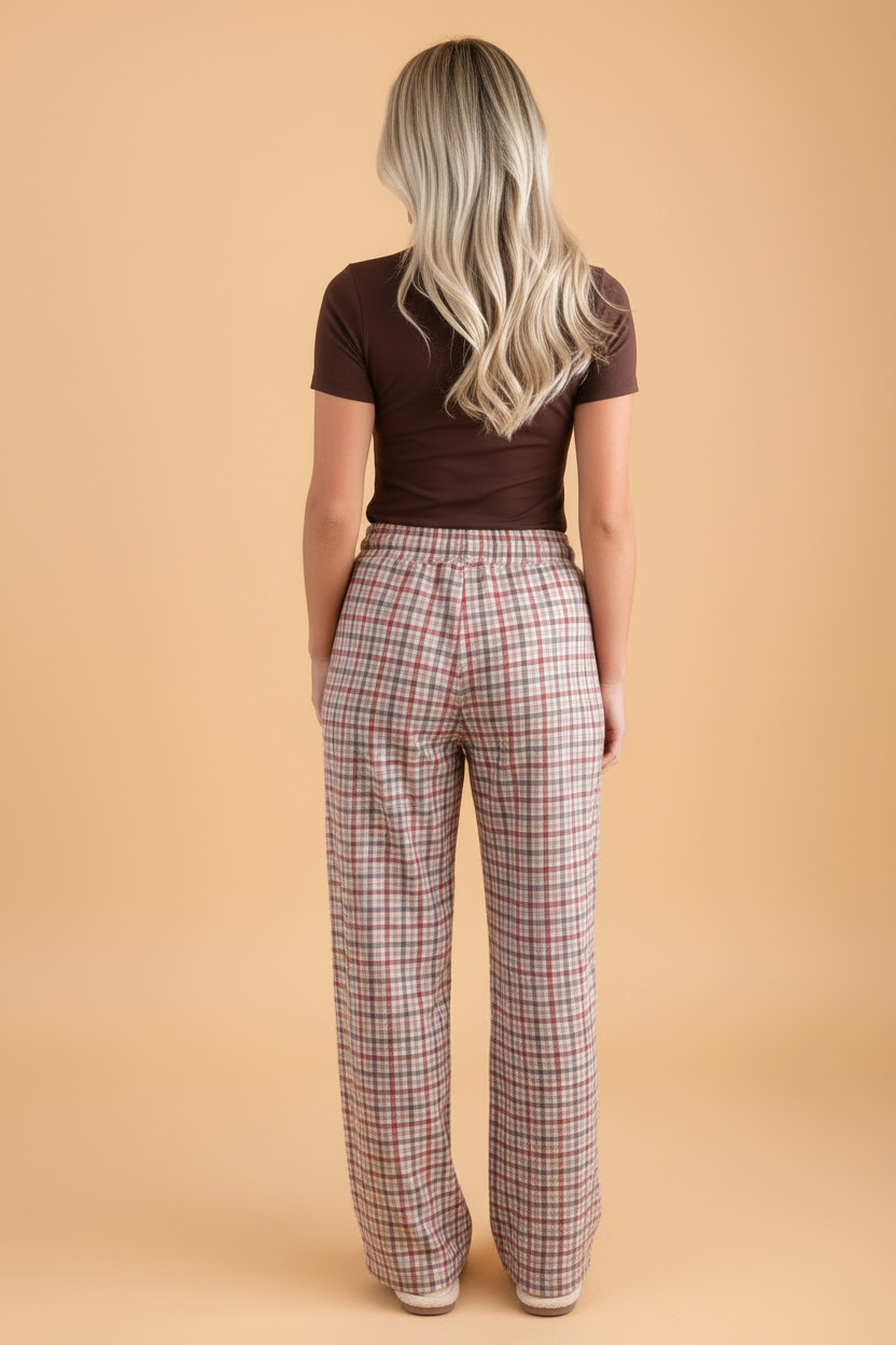 Plaid Drawstring Wide-Leg Pants — product image 2