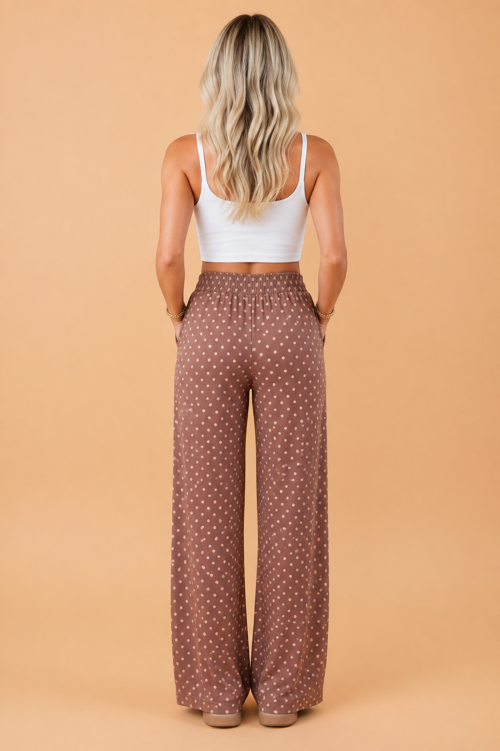 Brown Polka Dot Wide Leg Pants