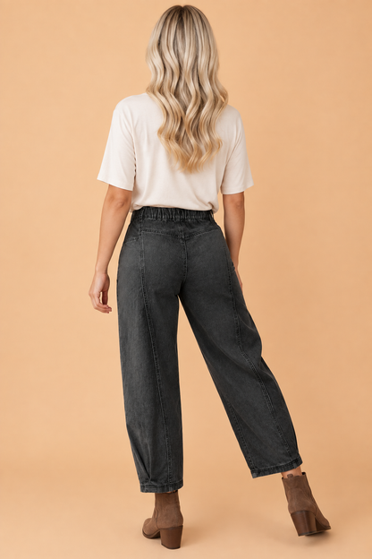 Patchwork Barrel Leg Jeans