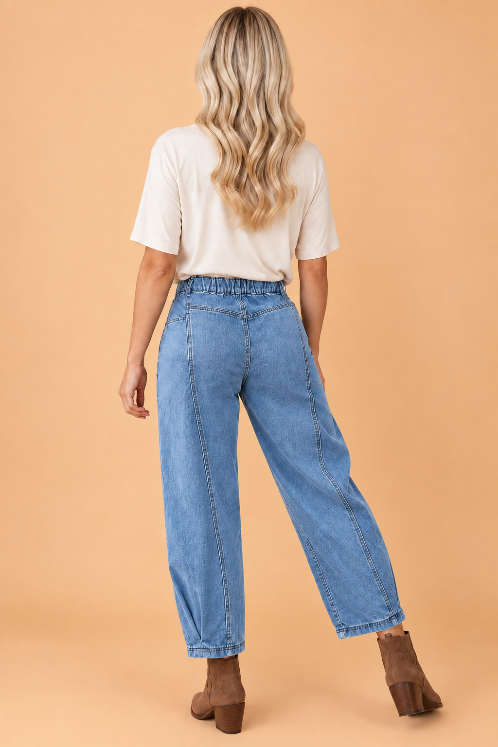 Patchwork Barrel Leg Jeans