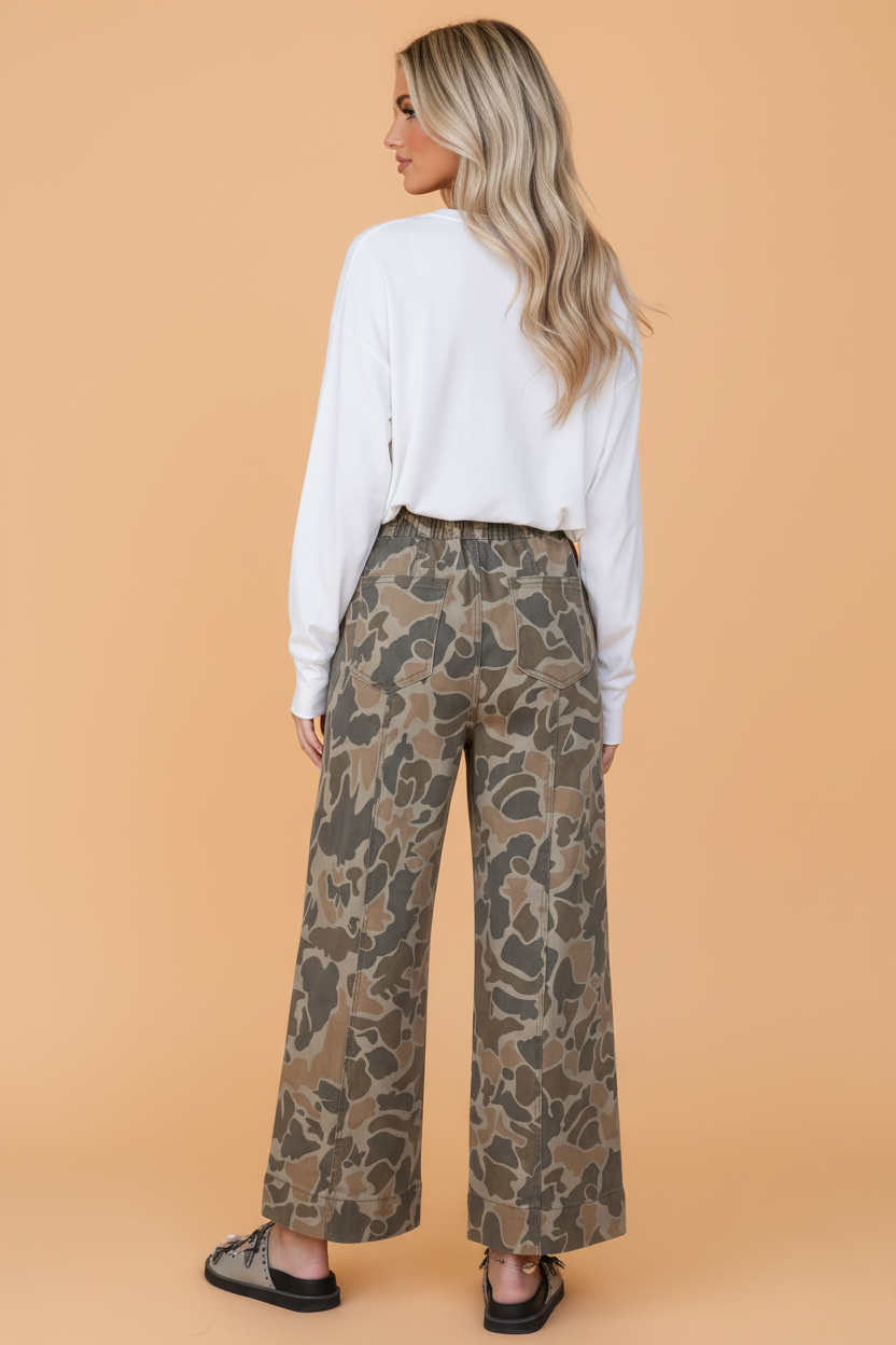 Camo Drawstring Wide-Leg Jeans — product image 2