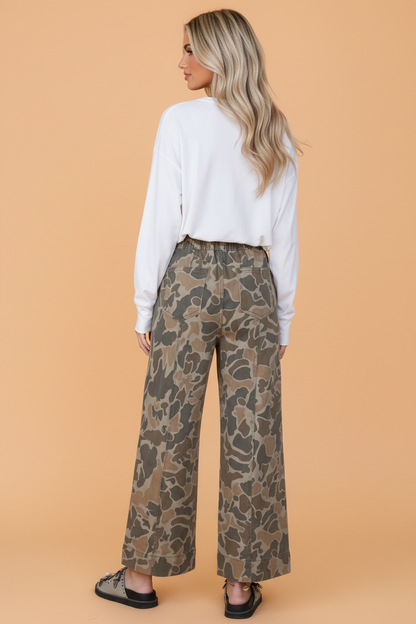 Camo Drawstring Wide-Leg Jeans — product image 2