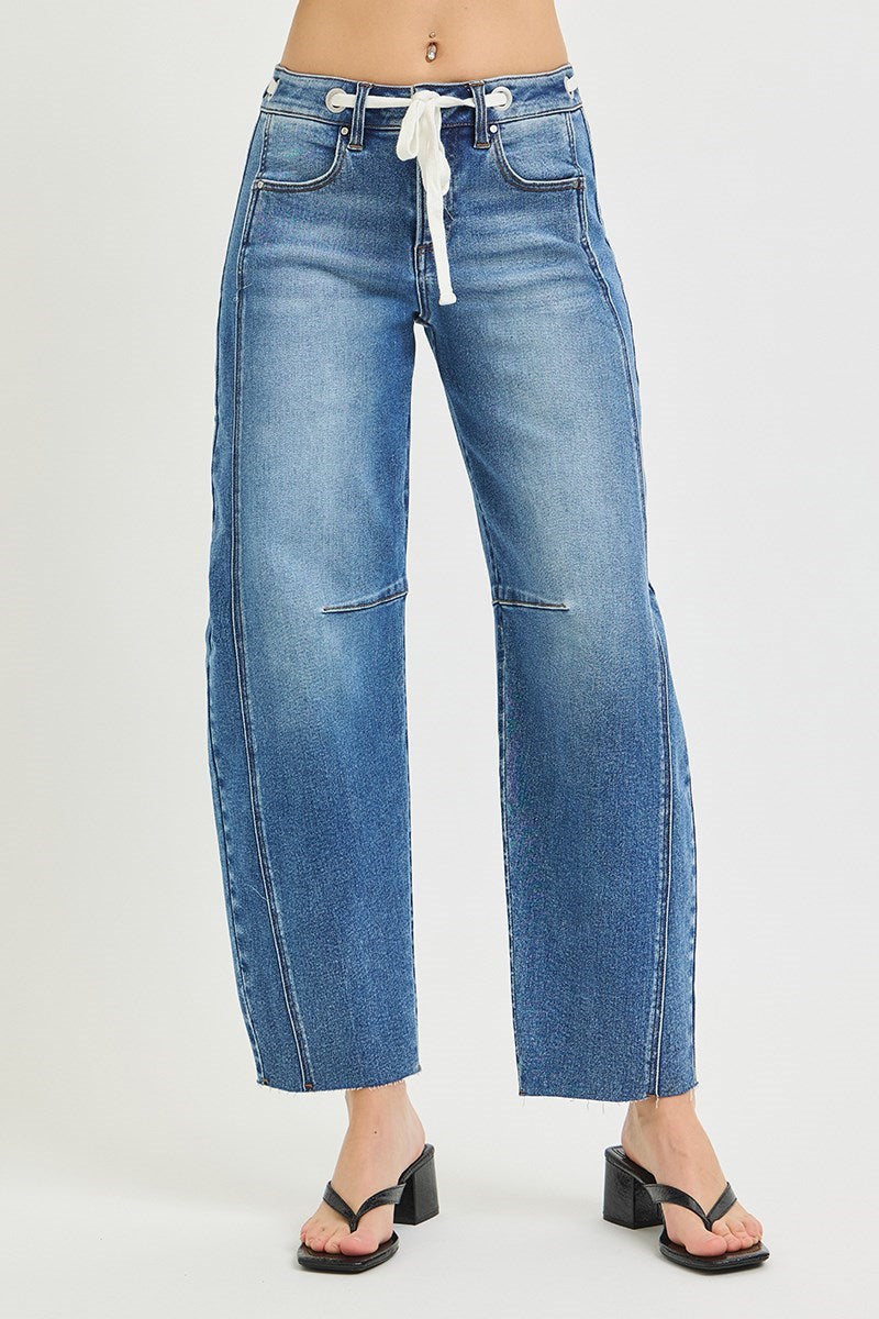 Hazel Drawstring Barrel Jeans