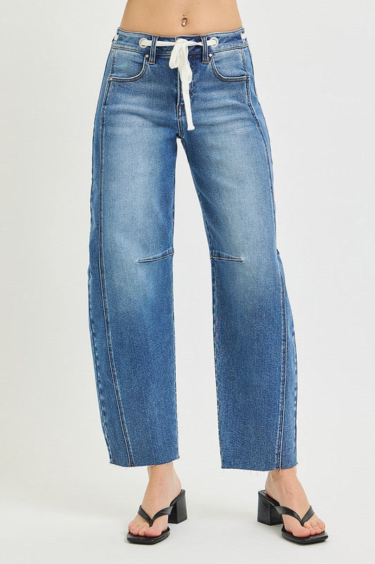 Hazel Drawstring Barrel Jeans