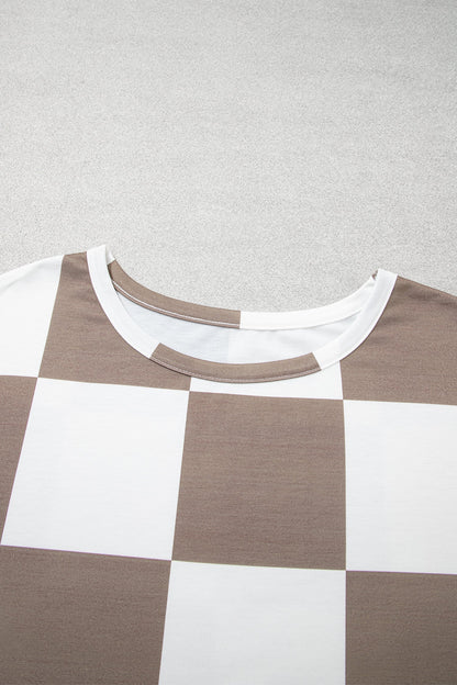 Plus Size Checker Long Sleeve Top & Shorts Set — product image 4