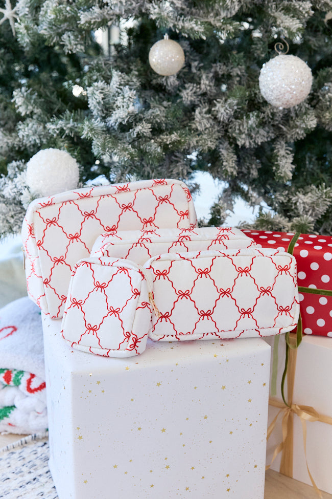 Little Luxuries Christmas Bow Cosmetic Case Set of 4