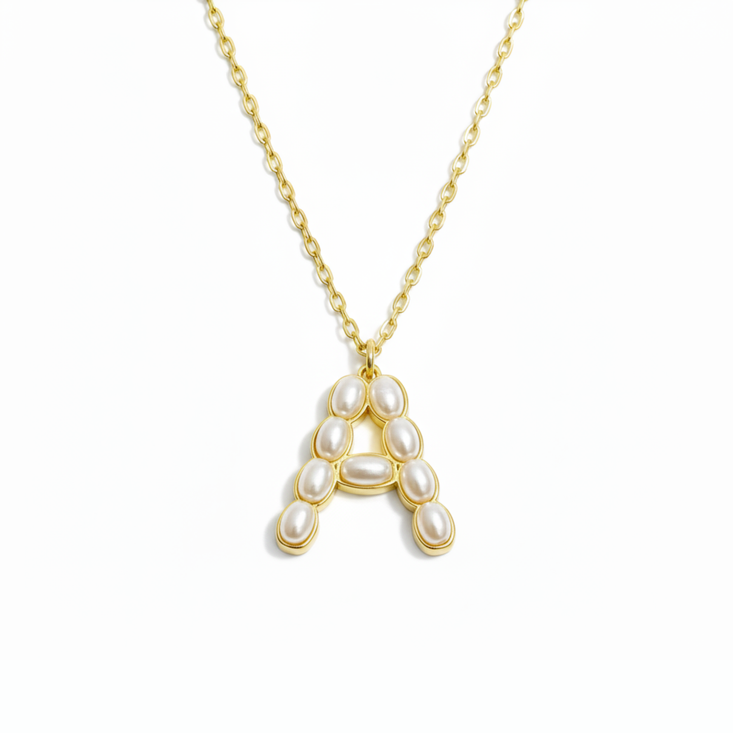 Pearl Mosaic Initial Pendant Necklace