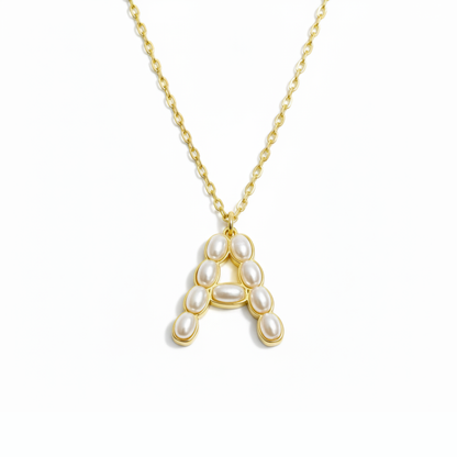 Pearl Mosaic Initial Pendant Necklace