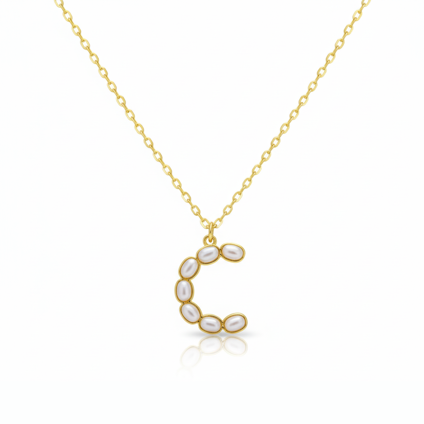 Pearl Mosaic Initial Pendant Necklace