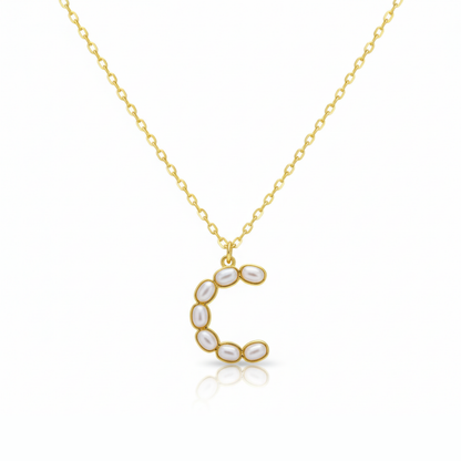 Pearl Mosaic Initial Pendant Necklace
