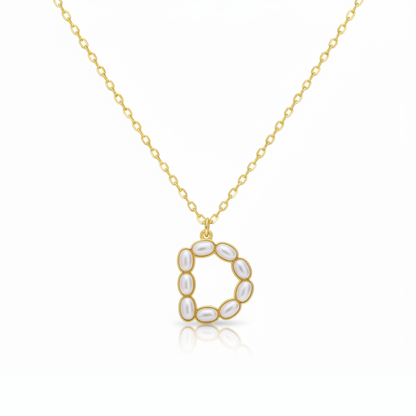 Pearl Mosaic Initial Pendant Necklace