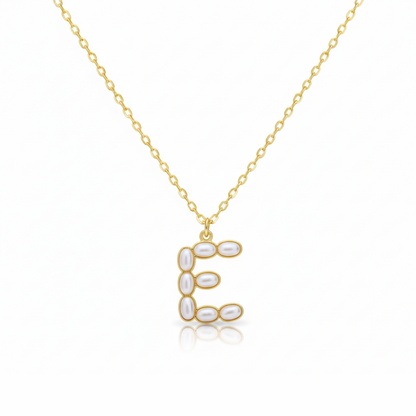 Pearl Mosaic Initial Pendant Necklace