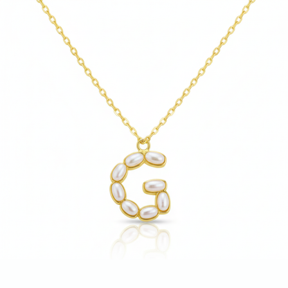 Pearl Mosaic Initial Pendant Necklace
