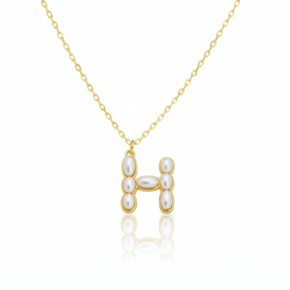Pearl Mosaic Initial Pendant Necklace