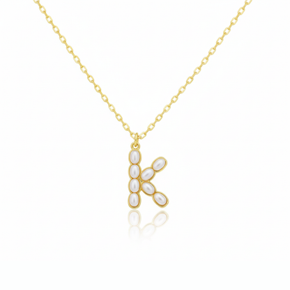 Pearl Mosaic Initial Pendant Necklace