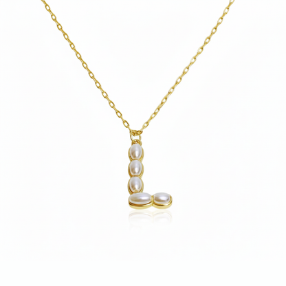 Pearl Mosaic Initial Pendant Necklace