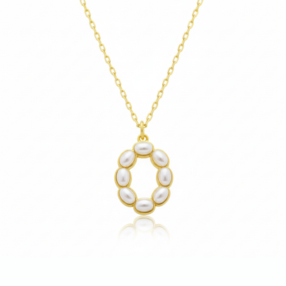 Pearl Mosaic Initial Pendant Necklace