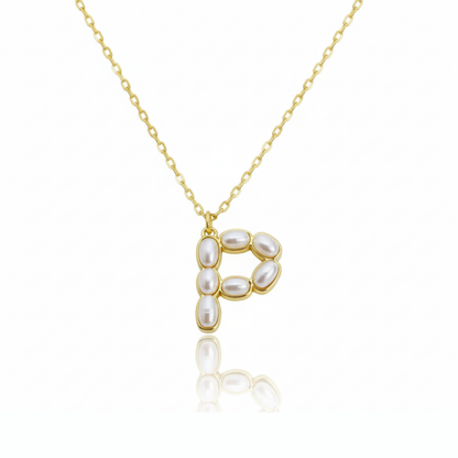 Pearl Mosaic Initial Pendant Necklace