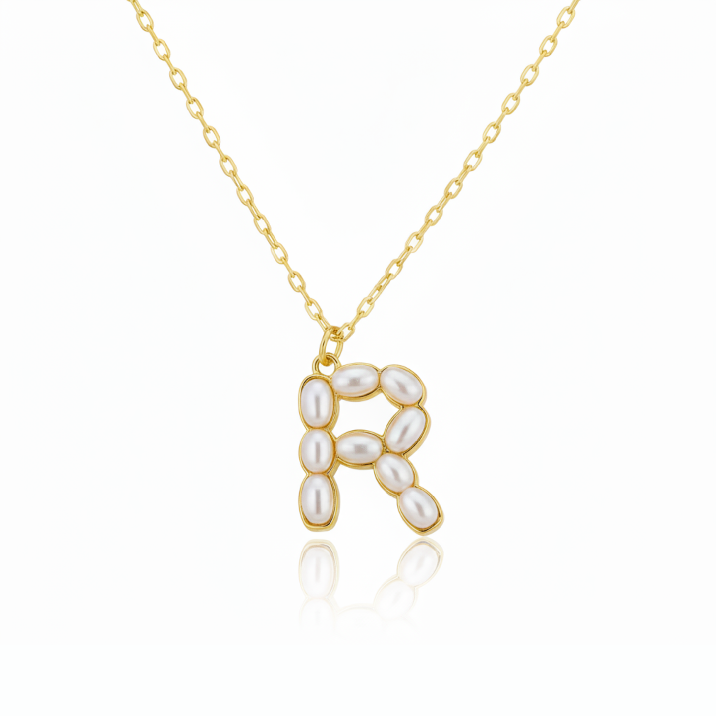 Pearl Mosaic Initial Pendant Necklace