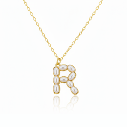 Pearl Mosaic Initial Pendant Necklace