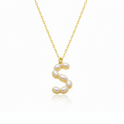 Pearl Mosaic Initial Pendant Necklace