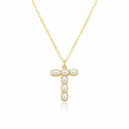Pearl Mosaic Initial Pendant Necklace