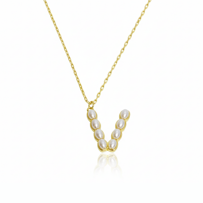 Pearl Mosaic Initial Pendant Necklace