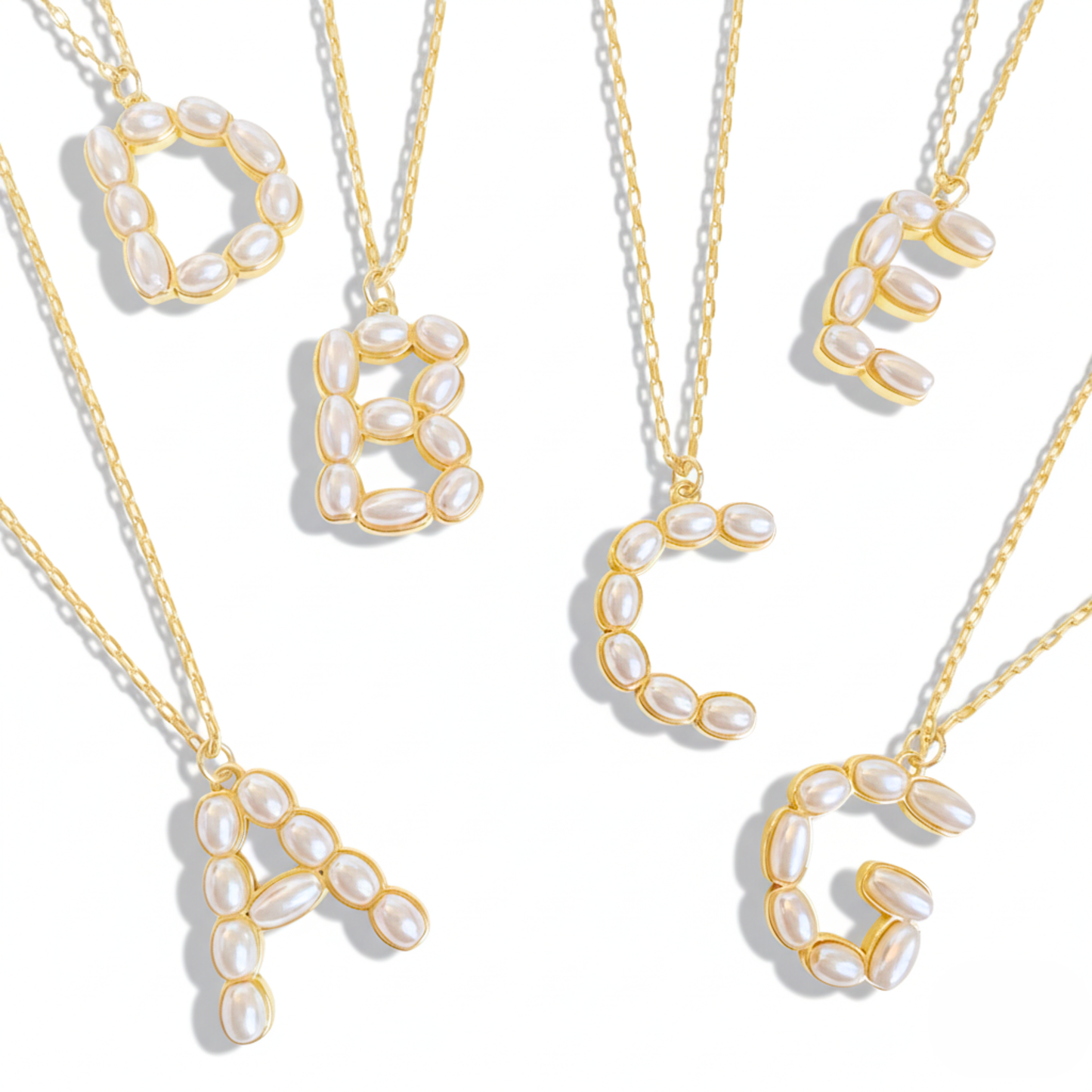 Pearl Mosaic Initial Pendant Necklace