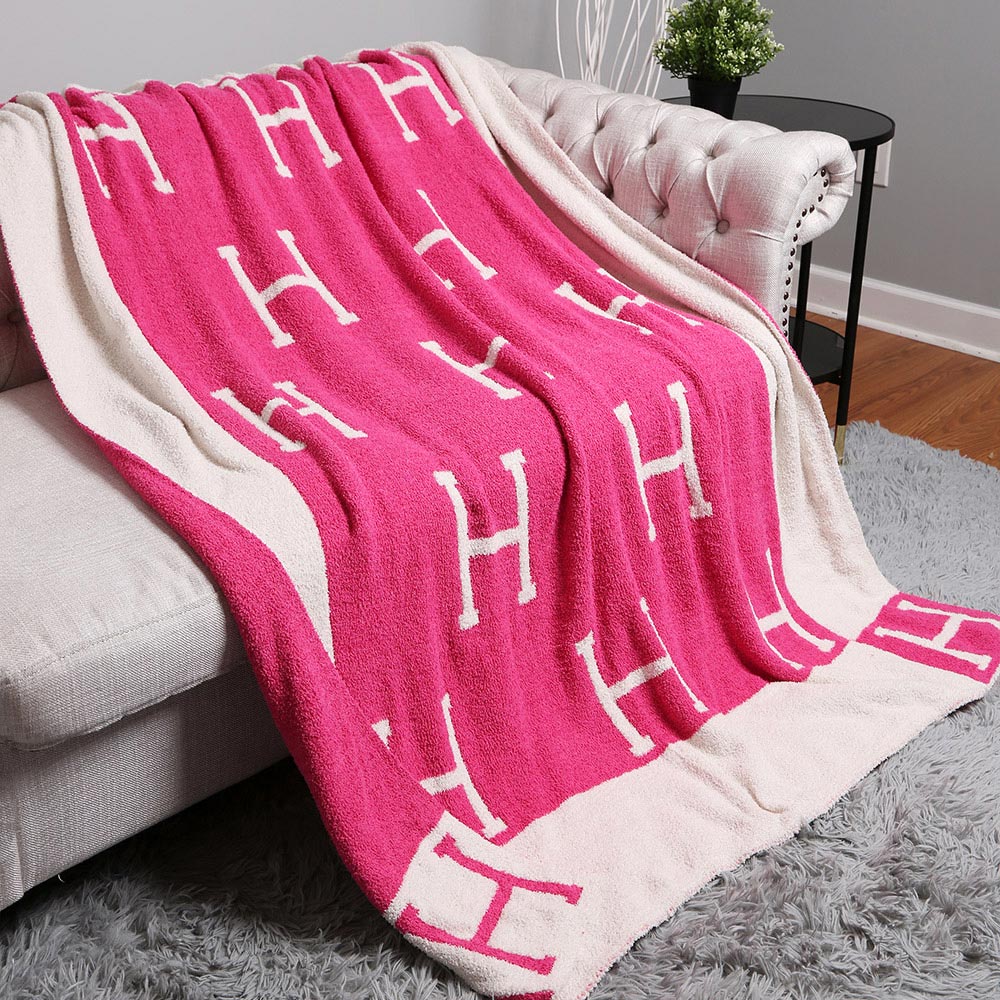 H Patterned Reversible Throw Blanket Jewelry