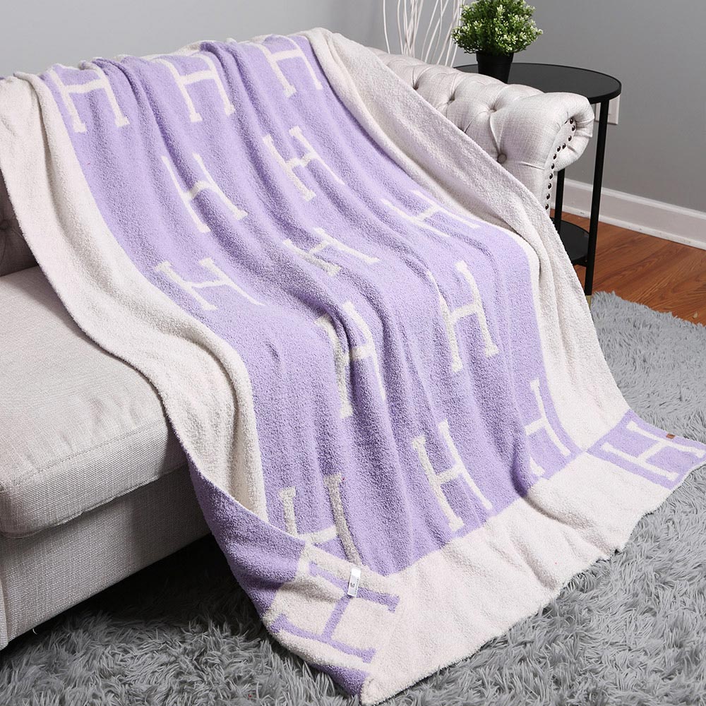 H Patterned Reversible Throw Blanket Jewelry