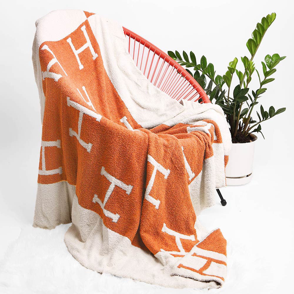 H Patterned Reversible Throw Blanket Jewelry