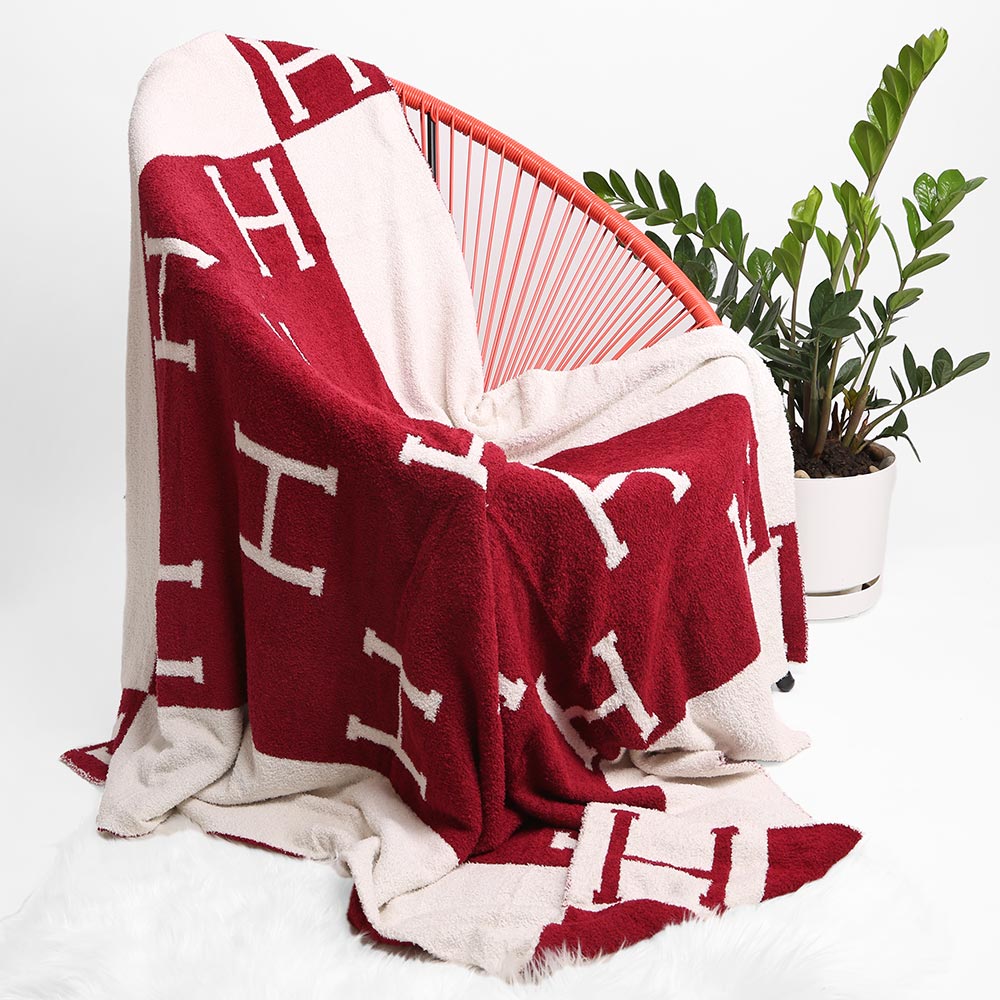 H Patterned Reversible Throw Blanket Jewelry