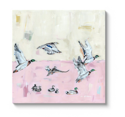 Taking Off Pink Ducks Canvas Print